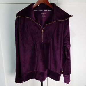 Halston NWT Deep Purple Women's Velour Quarter Zip Size M
